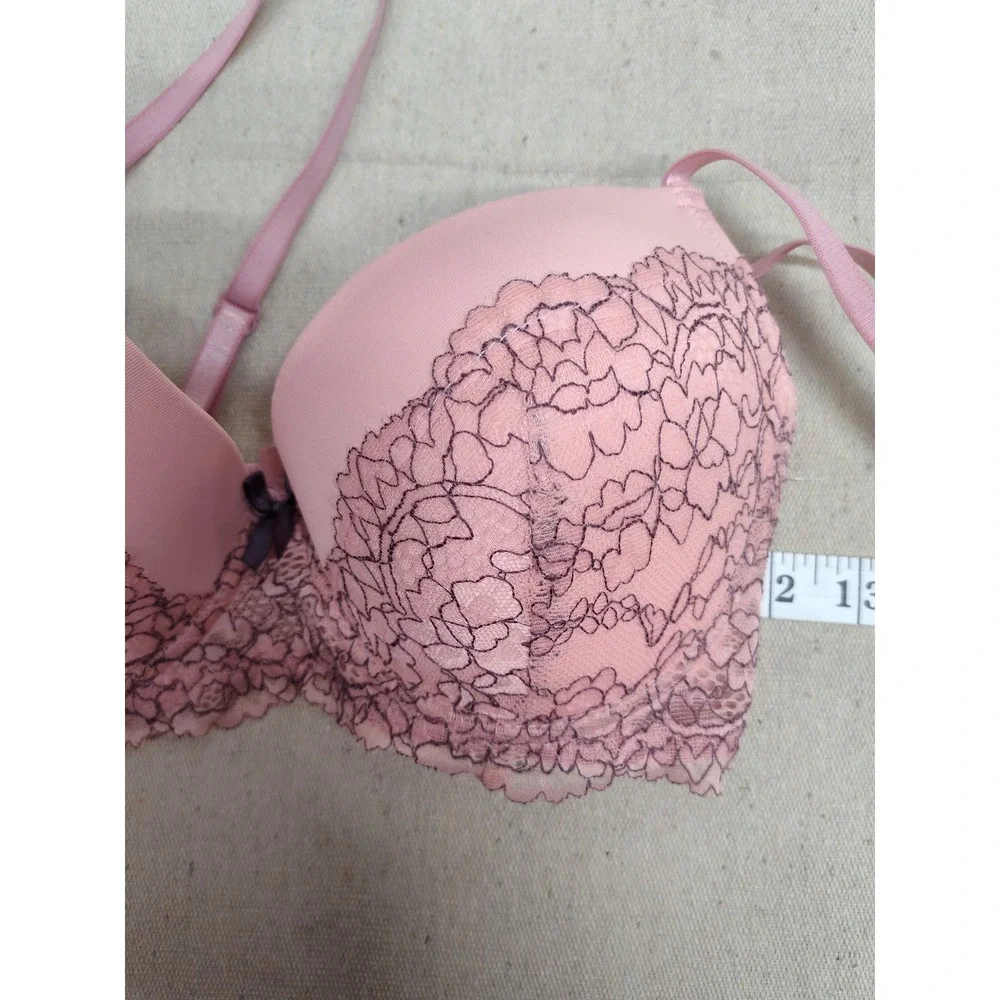 Pink Floral Lace Padded Underwire Push‎ Up Bra 34C BP5591
